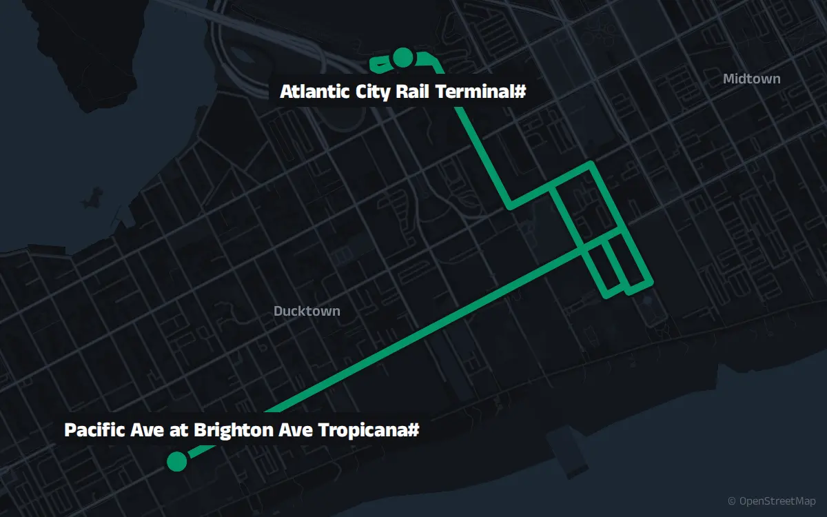 AC1 bus route map: A.C.Rail - Tropicana