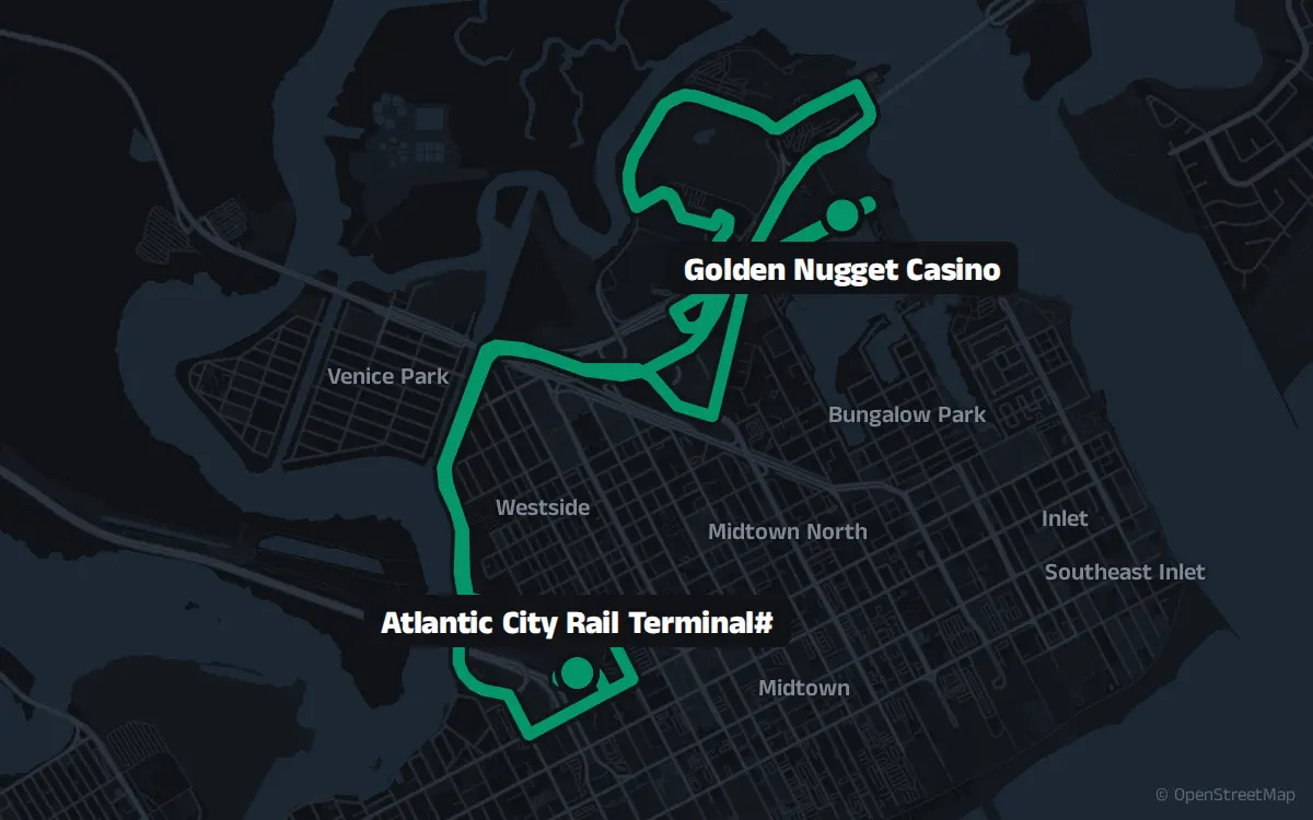 AC4B bus route map: A.C. Rail - Marina Casinos